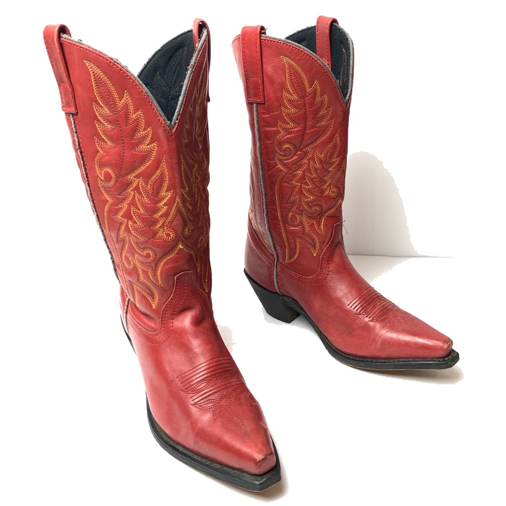 LAREDO Madison red leather snip toe western boots